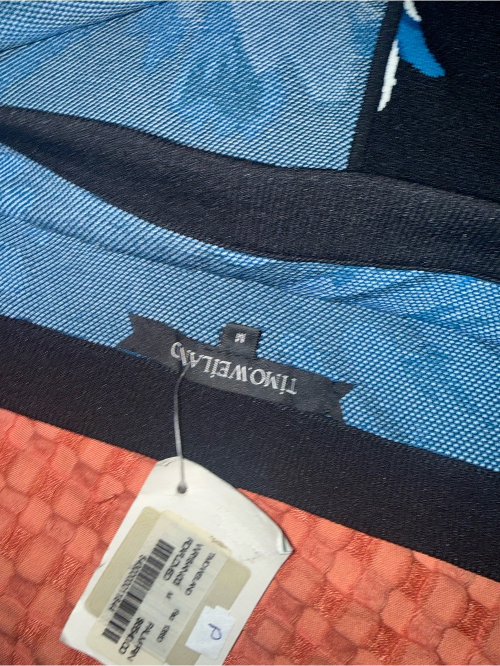 Timo Weiland Blue and Coral Asymmetrical Skirt